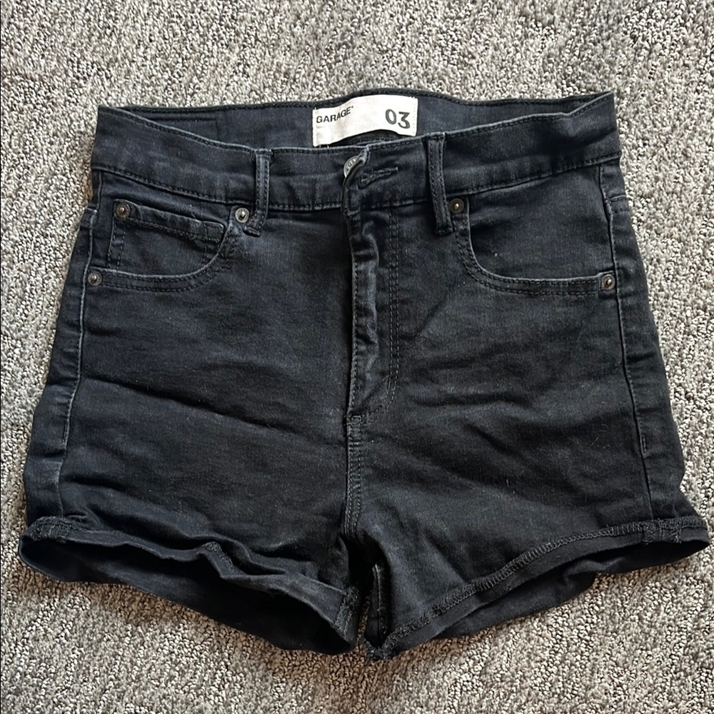 Garage Dark Denim Retro High Waist Jean Shorts